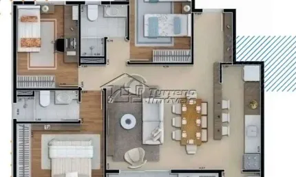 Apartamento com 3 quartos à venda na Rua José Bonifácio Moreira, Zona Rural, Taubaté