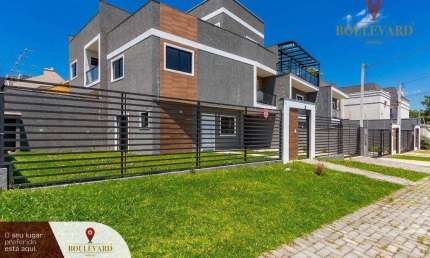 Sobrado novo de esquina com amplo quintal e 4 dormitórios à venda, 145 m² por R$ 880.000 - Atuba - Curitiba/PR