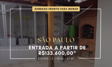 SOBRADO PARA VENDA NO JARDIM DAS OLIVEIRAS, SÃO PAULO-SP- ENTRADA DE 133.600,00