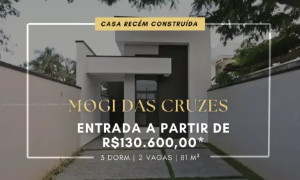 Casa à venda em mogi das cruzes 173.700,00 de entrada- vila da prata