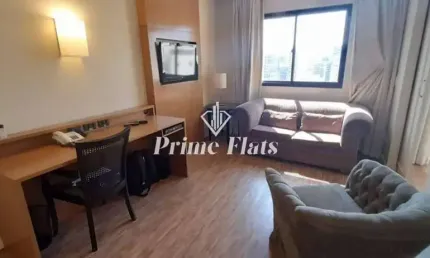 Flat disponível para locação no the world executive flat na vila olímpia, com 30m², 1 dormitório e 1 vaga de garagem