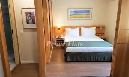 Flat disponível para venda no Hotel Hampton Park, com 31m², 1 dormitório e 1 vaga