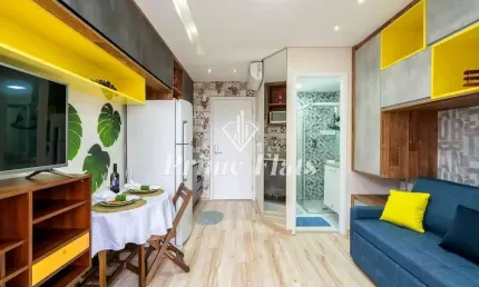Flat disponível para venda no Condomínio Downtown Luz, com 23m², 1 dormitório e 1 vaga