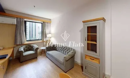 Flat disponível para locação no transamérica executive jardins, com 28m², 1 dormitório e 1 vaga