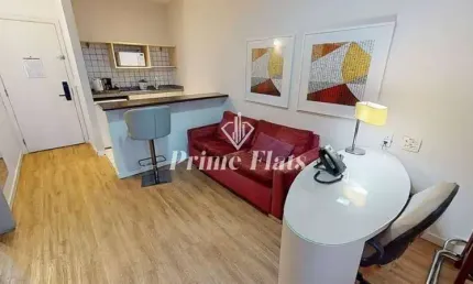 Flat disponível para locação no Quality Suites Alphaville, com 39m², 1 dormitório e 1 vaga