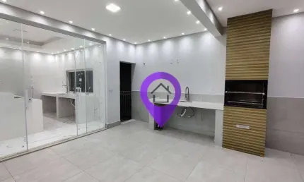 Casa com 3 dormitórios na Reserva de Santa Bárbara, 180m² construídos em terreno de 300m². Destaques: suíte com closet e cozinha planejadas