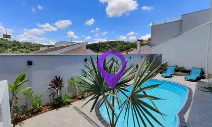 Casa exclusiva de 188m² nas Colinas de Santa Bárbara, Pouso Alegre. 3 dormitórios, suíte com hidromassagem, piscina e área gourmet completa
