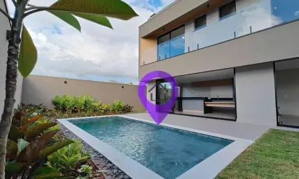 Casa com 3 suítes no Condomínio Las Palmas, 200m² construídos em Pouso Alegre. Destaques: piscina privativa, varanda gourmet e infraestrutura completa