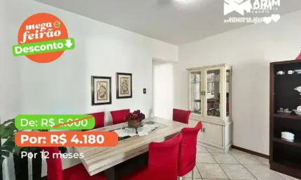 Aluguel anual: apartamento mobiliado com 2 quartos sendo 1 suíte na quadra do mar em balneário camboriú.