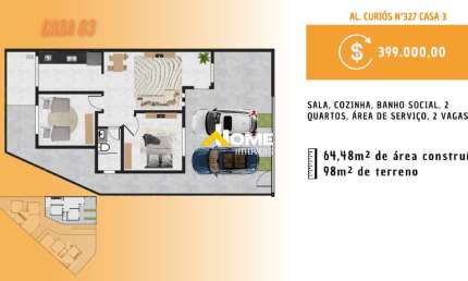 Casa à venda, 2 quartos, 2 vagas, Masterville - Sarzedo/MG