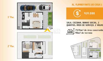 Casa à venda, 2 quartos, 2 vagas, Masterville - Sarzedo/MG