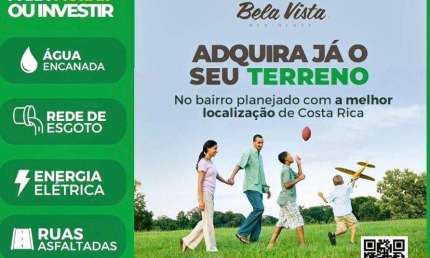 Lotes parcelados em Costa Rica Polo Turístico e de esportes radicais em MS