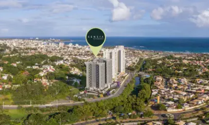 Apartamento com 3 quartos suite e varanda em patamares vista mar