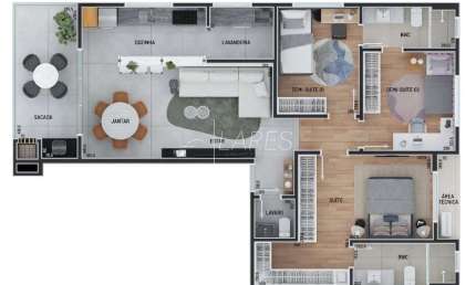 Apartamento com 100 m², 3 quartos sendo 1 suíte à venda no bairro Batel.