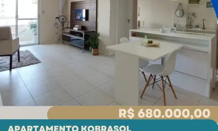 APARTAMENTO 2 QUARTOS (1 SUÍTE) NO KOBRASOL – VISTA LIVRE E SACADA COM CHURRASQUEIRA!