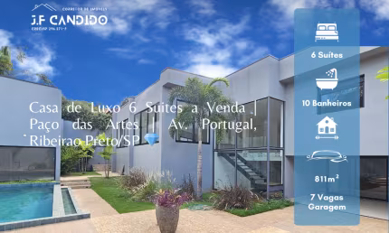 Casa de Luxo 6 Suites a Venda | Paço das Artes | Av. Portugal, Ribeirão Preto/SP