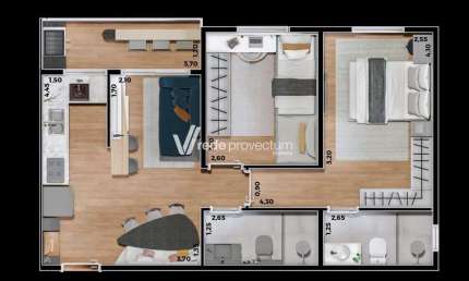 Apartamento com 2 quartos à venda na Avenida Fermino Maltarollo, s/nº, Parque Gabriel, Hortolândia, 55 m2 por R$ 256.500