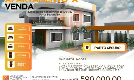 Apartamento com 2 quartos à venda no D\'Ville, Porto Seguro 