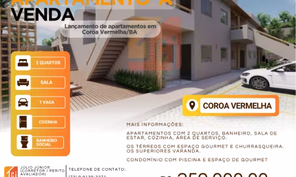 Apartamento com 2 quartos à venda na Coroa Vermelha, Santa Cruz Cabrália 