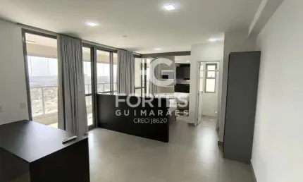 Apartamento Studio com 50m² sendo 1 quarto/ sala conjugados, com armário, ar condicionado e 1 cama box casal com colchão, ao lado do supermercado Assaí e próximo do Ribeirão Shopping;
