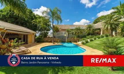 Casa à venda, 424 m²,Jardim Panorama, Vinhedo-SP. Térrea em com piscina, área gourmet e campo de futebol.