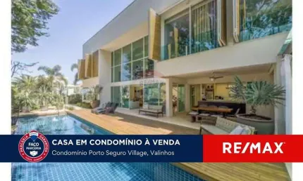 Casa à Venda no Porto Seguro Village - 4 suítes,  sala de ginástica, escritório, cinema, e piscina  - Valinhos