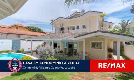 Vende-se casa com 3 suítes, escritório e piscina no Condomínio Villaggio Capriccio - Louveira.