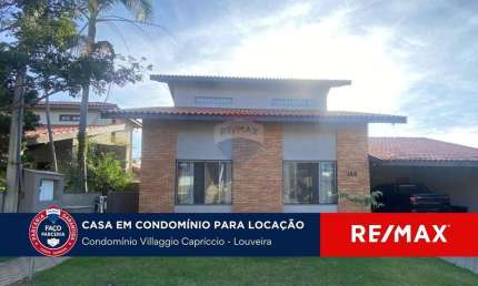 Aluga-se casa com 3 dormitórios, 1 suíte e piscina no condomínio Villaggio Capriccio - Louveira