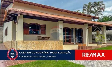 Casa com área funcional térrea e 3 suítes para locação - condomínio vista alegre - vinhedo - sp