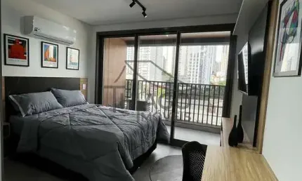 Studio novo com sacada e mobiliado de 25m² para locação, localizado no coração do bairro Anália Fra