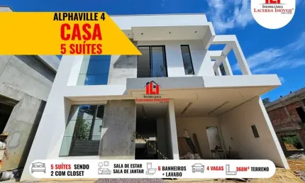 Casa em Condomínio para Venda em Manaus, Ponta Negra, 5 dormitórios, 5 suítes, 6 banheiros, 4 vagas