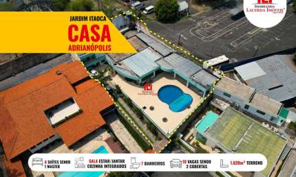 Casa em Condomínio para Locação em Manaus, Adrianópolis, 6 dormitórios, 6 suítes, 7 banheiros, 6 vagas