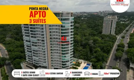 Apartamento para Venda em Manaus, Tarumã, 3 dormitórios, 3 suítes, 4 banheiros, 3 vagas
