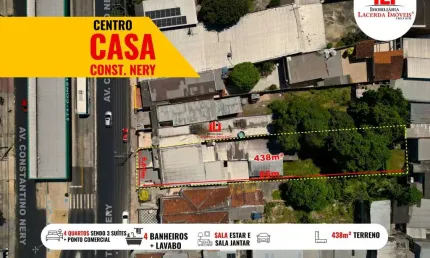 Casa para Venda em Manaus, Centro, 4 dormitórios, 3 suítes, 4 banheiros, 1 vaga
