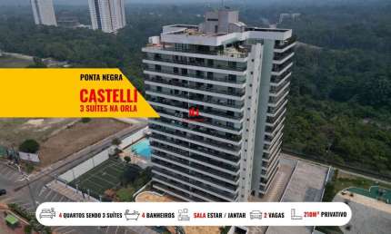 Apartamento para Locação em Manaus, Ponta Negra, 4 dormitórios, 3 suítes, 4 banheiros, 2 vagas