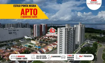 Apartamento para locação em manaus, ponta negra, 2 dormitórios, 1 suíte, 2 banheiros, 1 vaga
