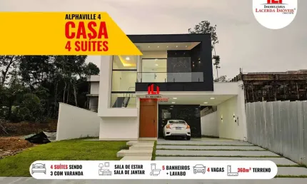 Casa em condomínio para venda em manaus, ponta negra, 4 dormitórios, 4 suítes, 6 banheiros, 4 vagas