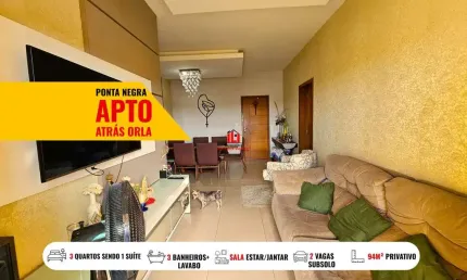 Apartamento para venda em manaus, ponta negra, 3 dormitórios, 1 suíte, 3 banheiros, 2 vagas