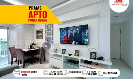 Apartamento para venda em manaus, ponta negra, 3 dormitórios, 1 suíte, 2 banheiros, 2 vagas