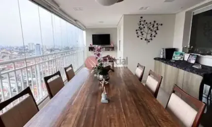 Apartamento no anália franco com 124 m², mobiliado,  3 quartos e 4 vagas com varanda gourmet.