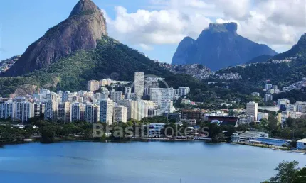 More na lagoa com vista exuberante para a floresta e lagoa