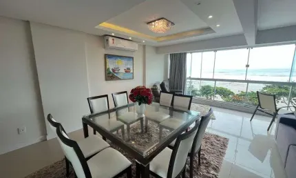 Apart. de 172 m2 frente mar 2 suít. + 1 dorm, vaga privativa em Baln. Camboriú