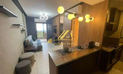 Apartamento quarto e sala 50m2, mobiliado com lavabo! Andar alto e vista mar! 1 vaga de garagem! jazz, na Graça!