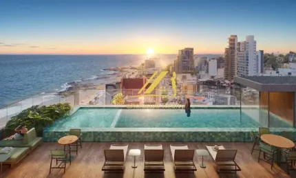 ZAI BARRA, quarto e sala no coração da Barra. 35,20m2 a 300m da Praia, 200m do Shopping Barra. Rooftop com toda infra de lazer! Modernidade e luxo!
