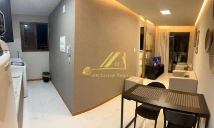 Smart Convenções: Quarto e sala com varanda mobiliado, 30m2, a 800m da Praia, perto do Centro de Convenções. 1 vaga privativa. Rooftop vista mar!