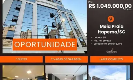 Apartamento com 3 quartos à venda em Meia Praia, Itapema 