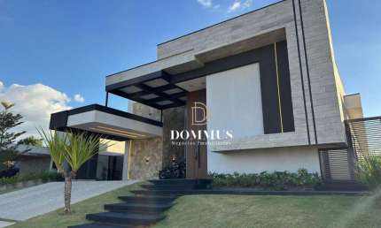 Casa porteira fechada com 4 suítes + escritório, academia privativa à venda, 442 m² por R$ 6.148.000 - Jardim Quintas da Terracota - Indaiatuba/SP