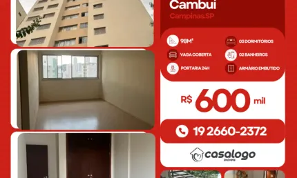 Vendo apartamento de 98m2 com 3 quartos em Cambuí - Campinas - SP