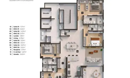 Apartamento com 4 quartos à venda na rua 2450, 60, centro, balneário camboriú por r$ 3.805.000