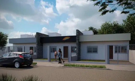 Casa Nova Plana com 02 dormitórios, sala de estar e jantar integradas a cozinha, Campo Bom-RS